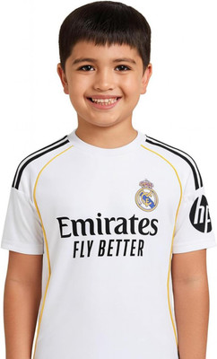 rjm Boys & Girls Printed Polyester Regular T Shirt(White, Pack of 1)