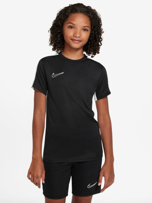 NIKE Boys & Girls Solid Polyester Regular T Shirt(Black, Pack of 1)