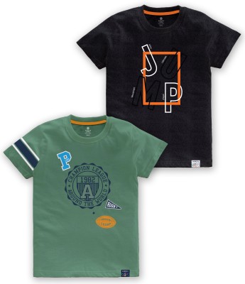 Codez Boys Printed Cotton Blend T Shirt(Green, Pack of 1)