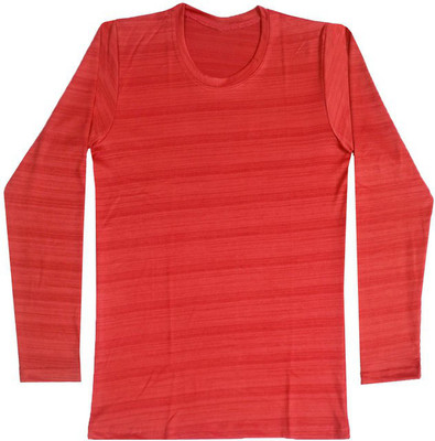 Indistar Boys Striped Polyester Regular T Shirt(Red, Pack of 1)