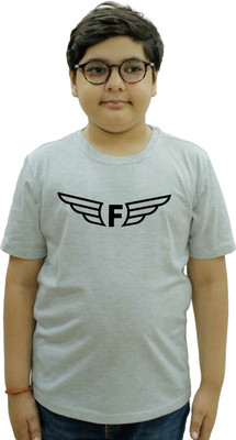 CHOMMBOOKA TREND Boys & Girls Printed Pure Cotton Regular T Shirt(Grey, Pack of 1)