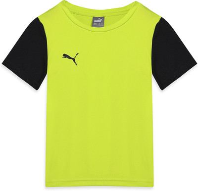 PUMA Boys Solid Polyester Regular T Shirt(Yellow, Pack of 1)