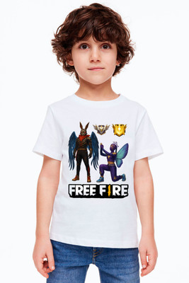 LTF Boys Printed Polyester Regular T Shirt(White, Pack of 1)