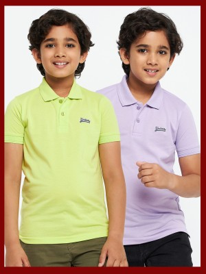 UNIBERRY Boys Solid Cotton Blend Regular T Shirt(Light Green, Pack of 2)