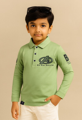 BLUEBARIC Boys Graphic Print Cotton Blend Regular T Shirt(Green, Pack of 1)
