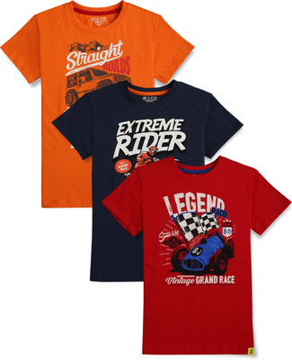 GINI & JONY Boys Printed Cotton Blend Regular T Shirt(Multicolor, Pack of 3)