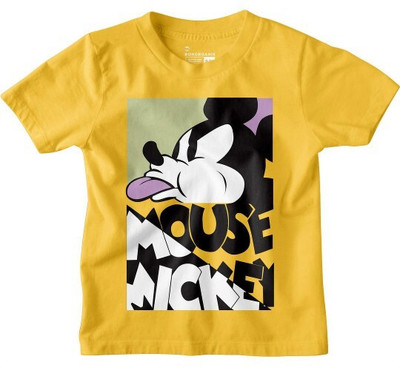 BonOrganik Boys Printed Pure Cotton Regular T Shirt(Yellow, Pack of 1)