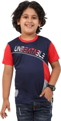 FTX Boys Printed Polyester Regular T Shirt(Blue, Pack of 1)