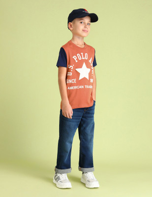 U.S. POLO ASSN. Baby Boys Solid Pure Cotton Regular T Shirt(Brown, Pack of 1)