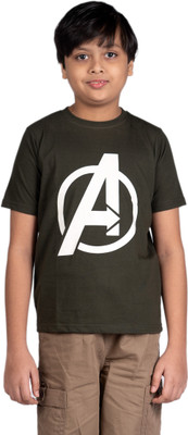 Yellowtoons Boys Solid Cotton Blend Regular T Shirt(Dark Green, Pack of 1)