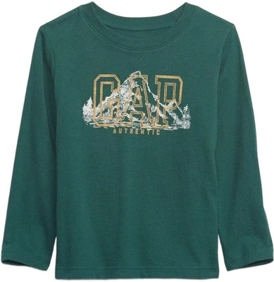GAP Baby Boys Graphic Print Organic Cotton Regular T Shirt(Green, Pack of 1)