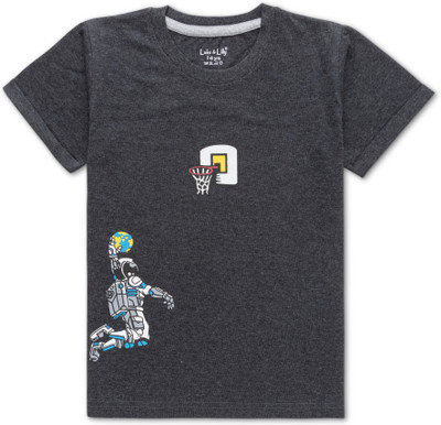 Luke and Lilly Boys Graphic Print Cotton Blend Regular T Shirt(Grey, Pack of 1)