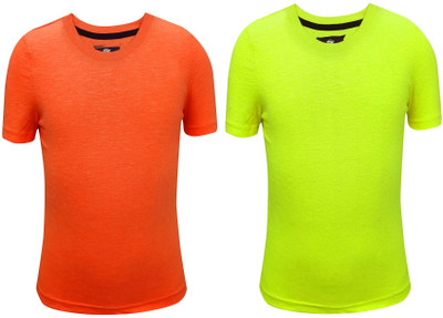 EXPLUSS Boys Solid Cotton Blend Regular T Shirt(Green, Pack of 2)