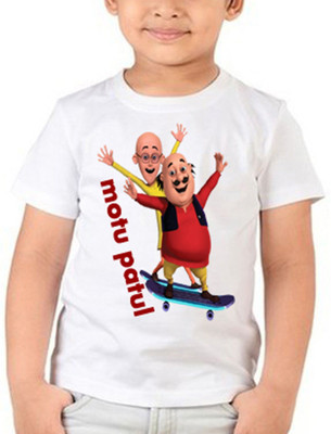 ORAITEES Boys & Girls Printed Pure Cotton Regular T Shirt(White, Pack of 1)
