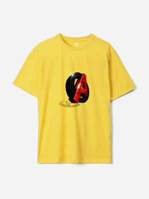 WEAR YOUR MIND Boys Graphic Print Pure Cotton Oversized T Shirt(Yellow, Pack of 1)