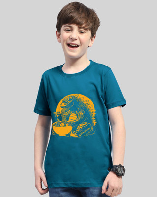 Kiddy Viddy Boys Printed Cotton Blend Regular T Shirt(Dark Blue, Pack of 1)