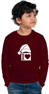 CHOMMBOOKA TRENDING Boys Printed Cotton Blend Regular T Shirt(Maroon, Pack of 1)