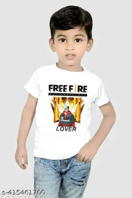 Sazgar Boys Printed Cotton Blend Regular T Shirt(White, Pack of 1)