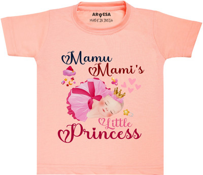 ARVESA Baby Boys & Baby Girls Printed Cotton Blend Regular T Shirt(Pink, Pack of 1)