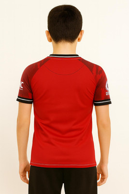 YUTU Boys & Girls Printed Polyester Regular T Shirt(Red, Pack of 1)