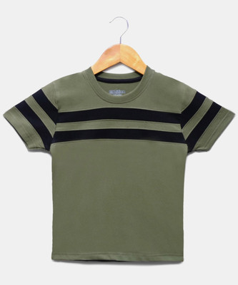 Billion Boys Striped Pure Cotton Regular T Shirt(Light Green, Pack of 1)