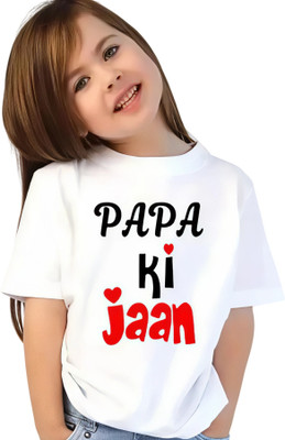 SNIFFY Girls Printed Polyester Regular T Shirt(White, Pack of 1)