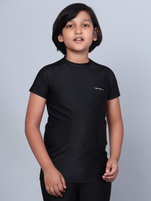 VECTOR X Boys Self Design Polyester T Shirt(Black, Pack of 1)