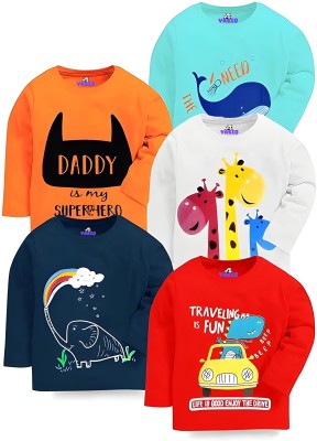 YASIQ Baby Boys & Baby Girls Printed Cotton Blend T Shirt(Multicolor, Pack of 5)