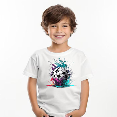 BQC Boys Printed Polyester Regular T Shirt(White, Pack of 1)
