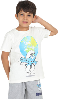 Reborn Boys Solid Cotton Blend Regular T Shirt(White, Pack of 1)