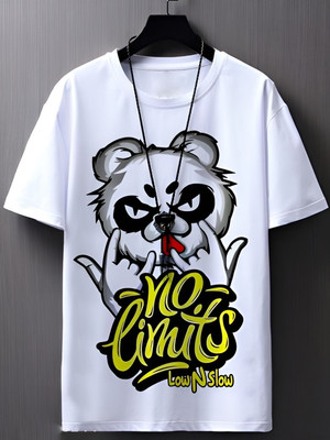 GAYU Boys Printed Polyester Regular T Shirt(White, Pack of 1)