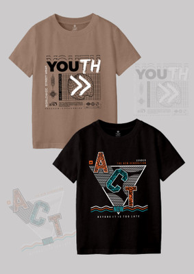 Codez Boys Printed Cotton Blend Regular T Shirt(Multicolor, Pack of 2)