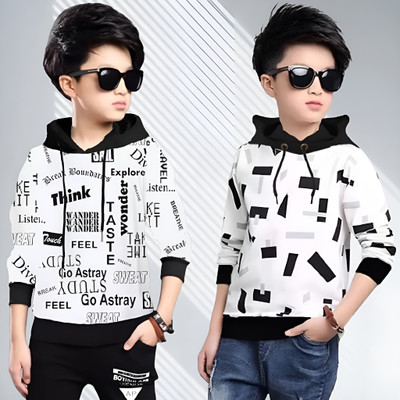 LILBITS Boys Printed Cotton Blend Regular T Shirt(White, Pack of 2)