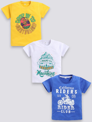 carrydreams Boys Graphic Print Pure Cotton Regular T Shirt(Multicolor, Pack of 3)