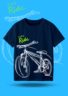 Codez Boys Printed Cotton Blend Regular T Shirt(Blue, Pack of 1)
