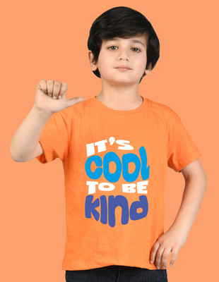 Nusyl Boys Graphic Print Cotton Blend Oversized T Shirt(Orange, Pack of 1)