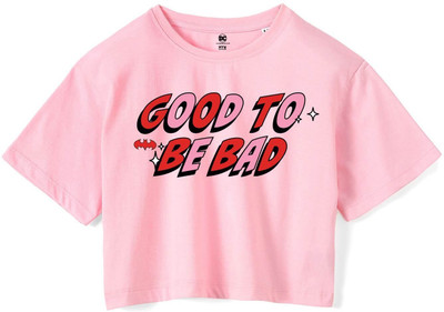 WYM TREND Girls Printed Pure Cotton Regular T Shirt(Pink, Pack of 1)