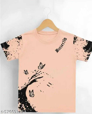 VISTAS Baby Boys & Baby Girls Floral Print Cotton Blend Regular T Shirt(Pink, Pack of 1)