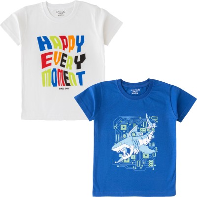 Luke and Lilly Boys Printed Cotton Blend T Shirt(Multicolor, Pack of 2)