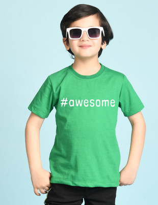 Nusyl Boys Graphic Print Cotton Blend Oversized T Shirt(Green, Pack of 1)