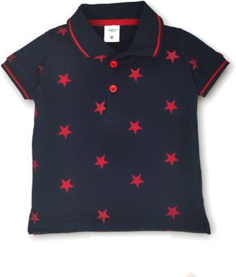 HRIT Boys Printed Cotton Blend Regular T Shirt(Blue, Pack of 1)