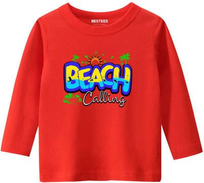 BESTEESCLOTHING Boys Printed Pure Cotton Regular T Shirt(Red, Pack of 1)