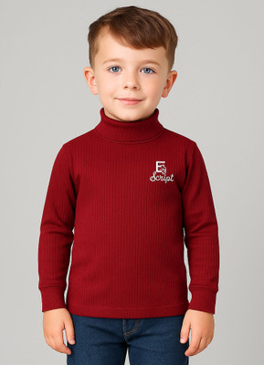 Zeal G Boys Solid Pure Cotton Regular T Shirt(Maroon, Pack of 1)