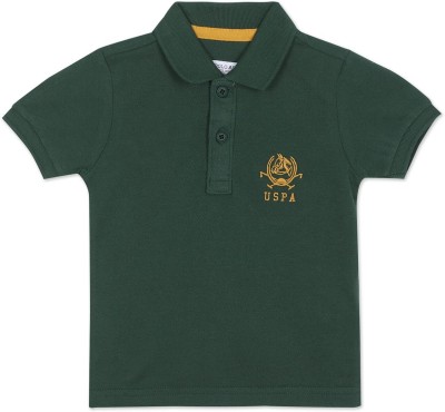 U.S. POLO ASSN. Baby Boys Solid Pure Cotton T Shirt(Green, Pack of 1)