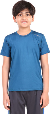 VECTOR X Boys Printed Polyester Regular T Shirt(Blue, Pack of 1)