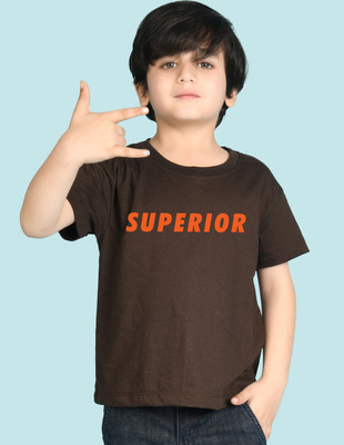 Nusyl Boys Graphic Print Cotton Blend Oversized T Shirt(Brown, Pack of 1)