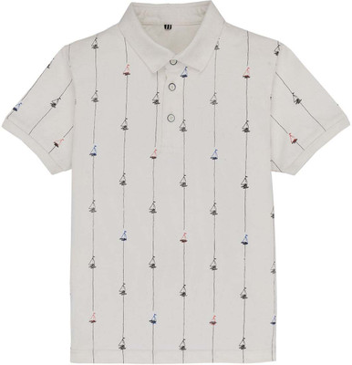 Status Quo Boys Printed Cotton Blend Regular T Shirt(White, Pack of 1)
