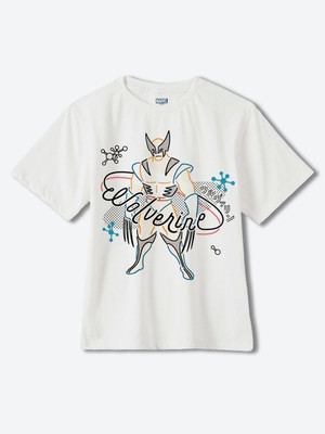 YK Marvel Boys Printed Cotton Blend Regular T Shirt(White, Pack of 1)