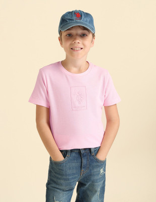 U.S. POLO ASSN. Boys Graphic Print Pure Cotton Regular T Shirt(Pink, Pack of 1)