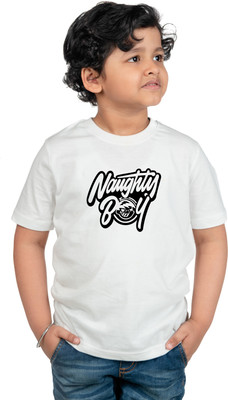 CHOMMBOOKA TRENDING Boys Typography Cotton Blend Regular T Shirt(White, Pack of 1)